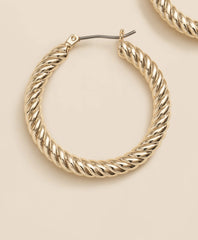 Gold-Plated Twisted Hoop Earrings