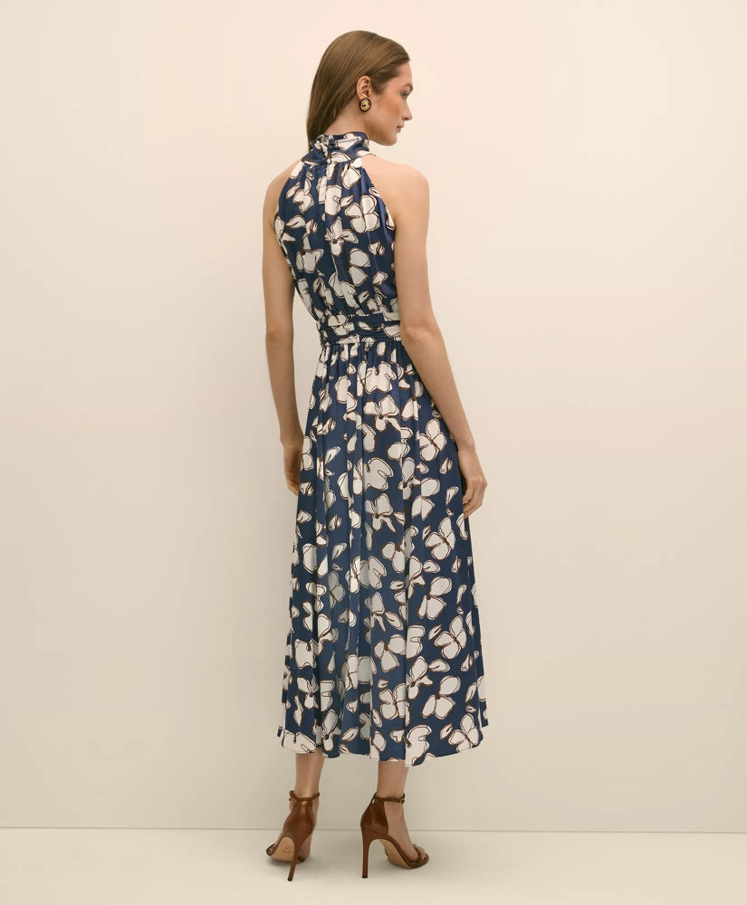 Halter Dress in Abstract Floral Print