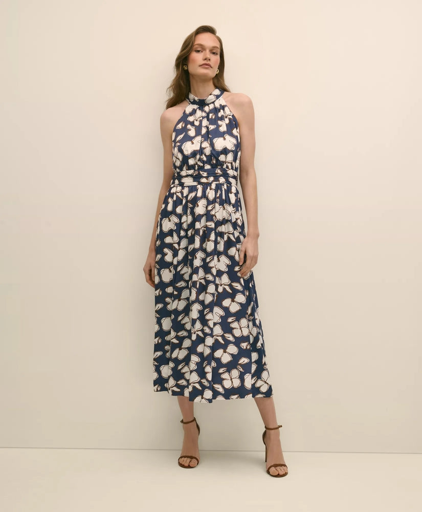 Halter Dress in Abstract Floral Print