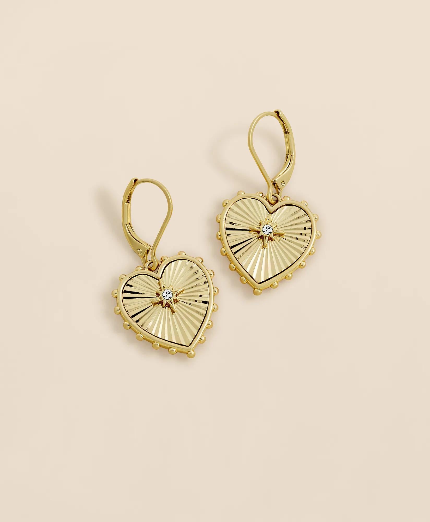 Heart Charm Gold-Toned Earrings