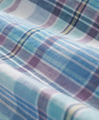 Irish Linen Polo Button Down Collar, Plaid Shirt