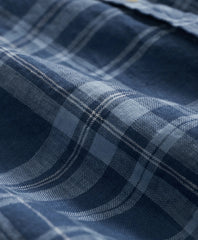 Irish Linen Polo Button Down Collar, Plaid Short-Sleeve Shirt