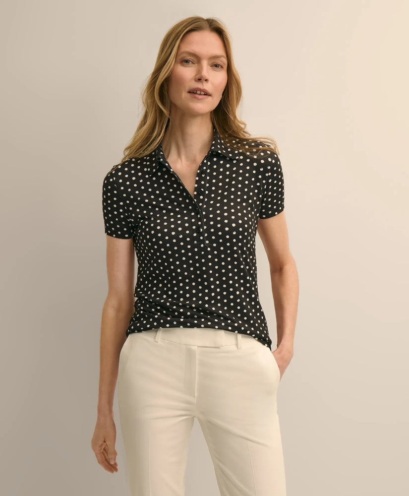 Jersey Dot-Print Polo Shirt