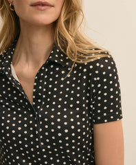 Jersey Dot-Print Polo Shirt