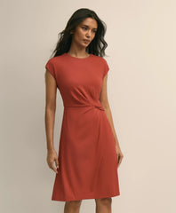 Jersey Cap-Sleeve Twisted-Detail Dress