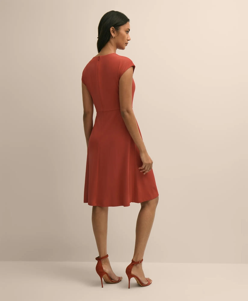Jersey Cap-Sleeve Twisted-Detail Dress