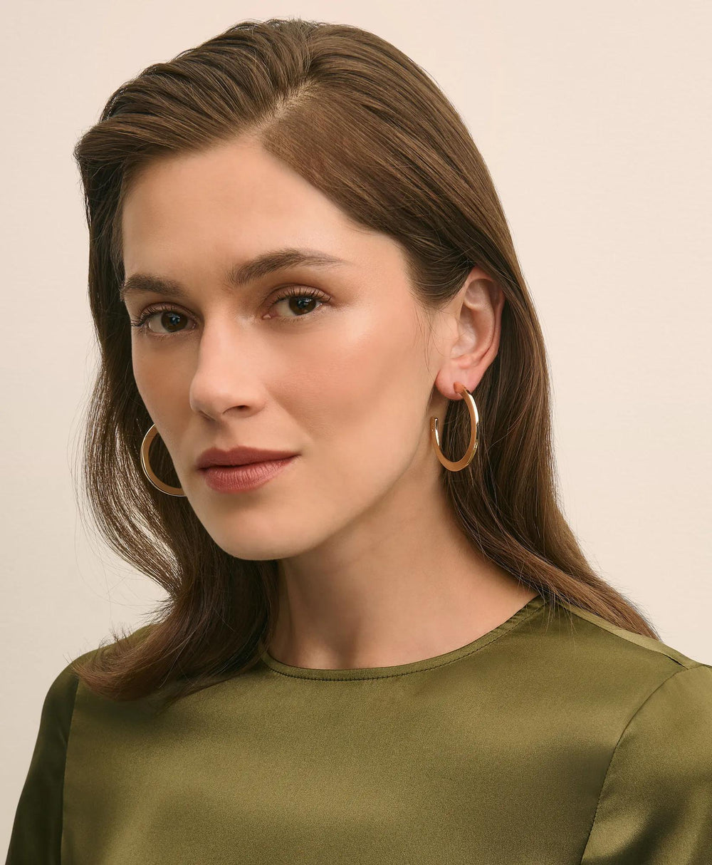 Large Hoop Earrings with Faux-Pearl Back Closure