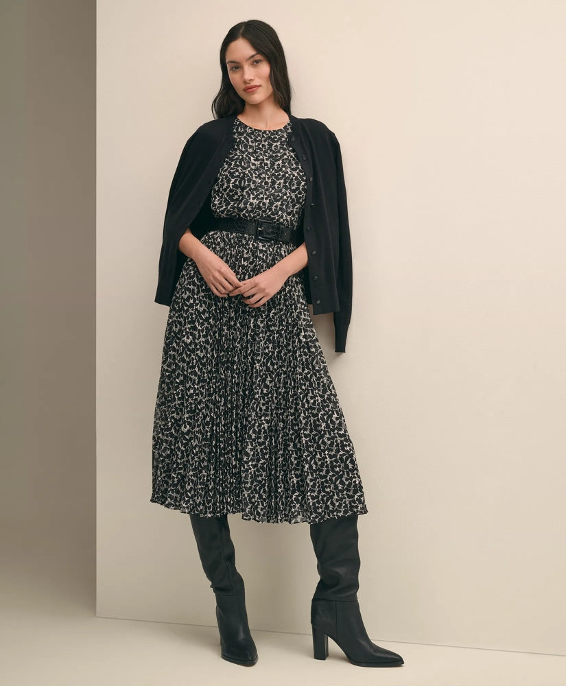 Leaf Motif Jacquard Dress