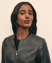 Leather Croc-Embossed Jacket