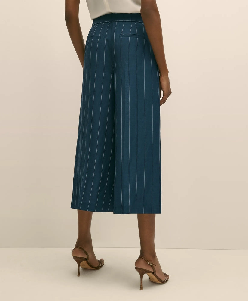 Lyocell-Blend Stripe Wide-Leg Culottes