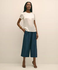 Lyocell-Blend Stripe Wide-Leg Culottes