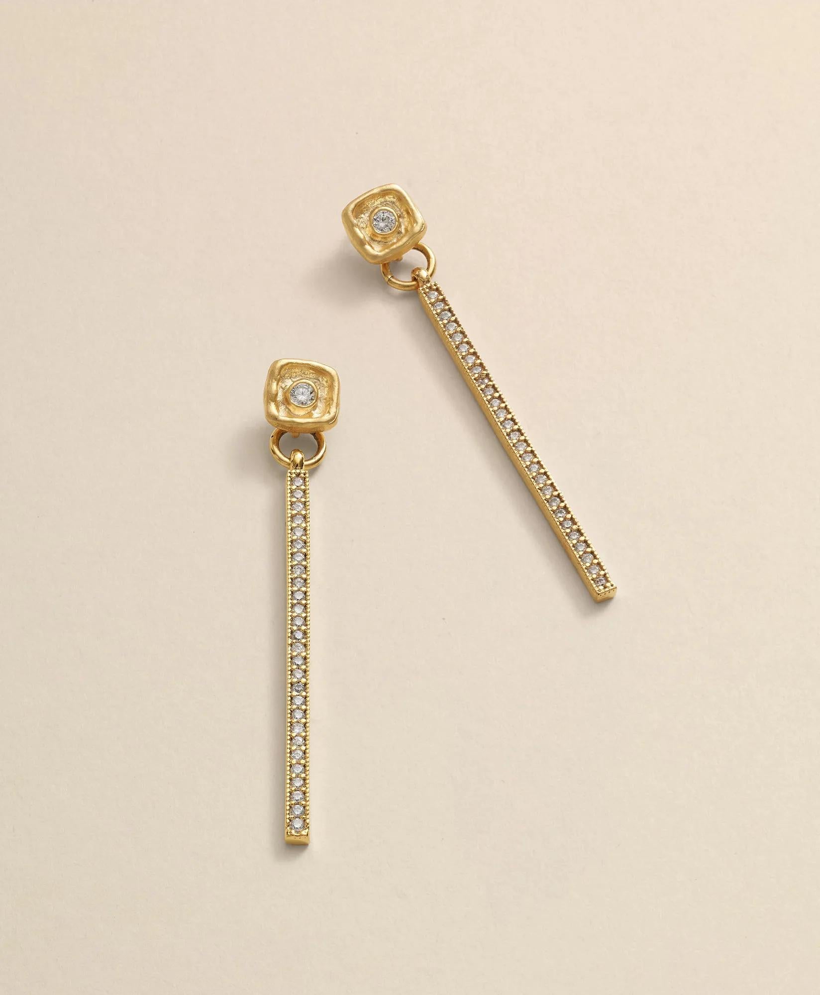 Loni Paul Crystal Bar Earrings in 14K Plated Gold