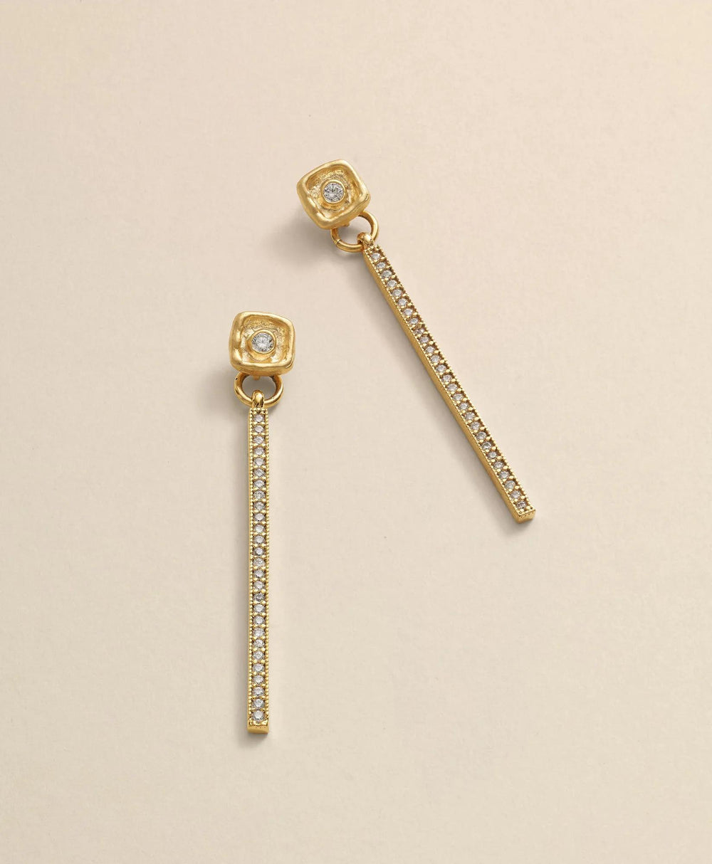 Loni Paul Crystal Bar Earrings in 14K Plated Gold