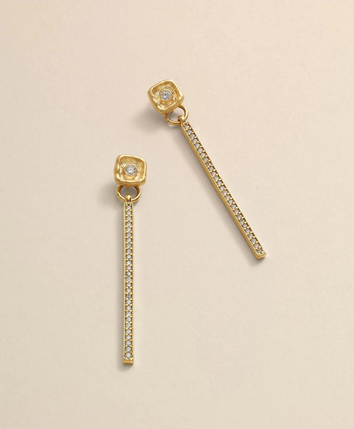 Loni Paul Crystal Bar Earrings in 14K Plated Gold