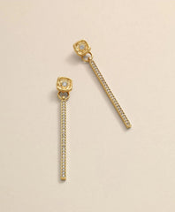 Loni Paul Crystal Bar Earrings in 14K Plated Gold