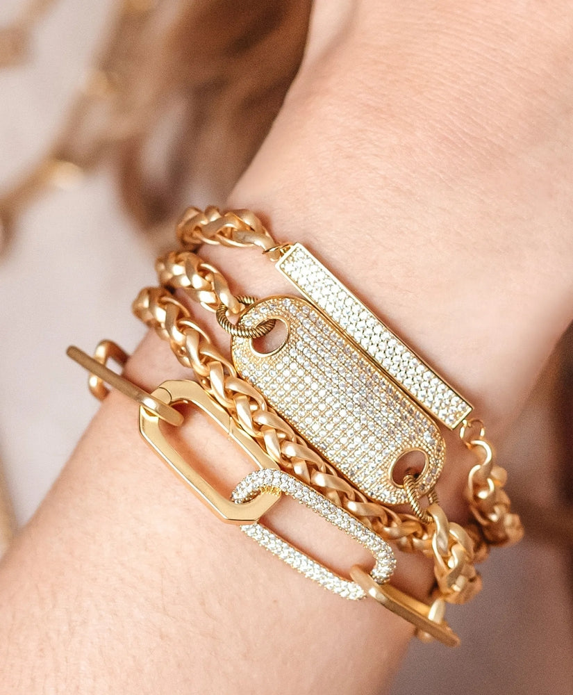 Loni Paul Gold Rectangle Paperclip Bracelet in 14K Plated Gold