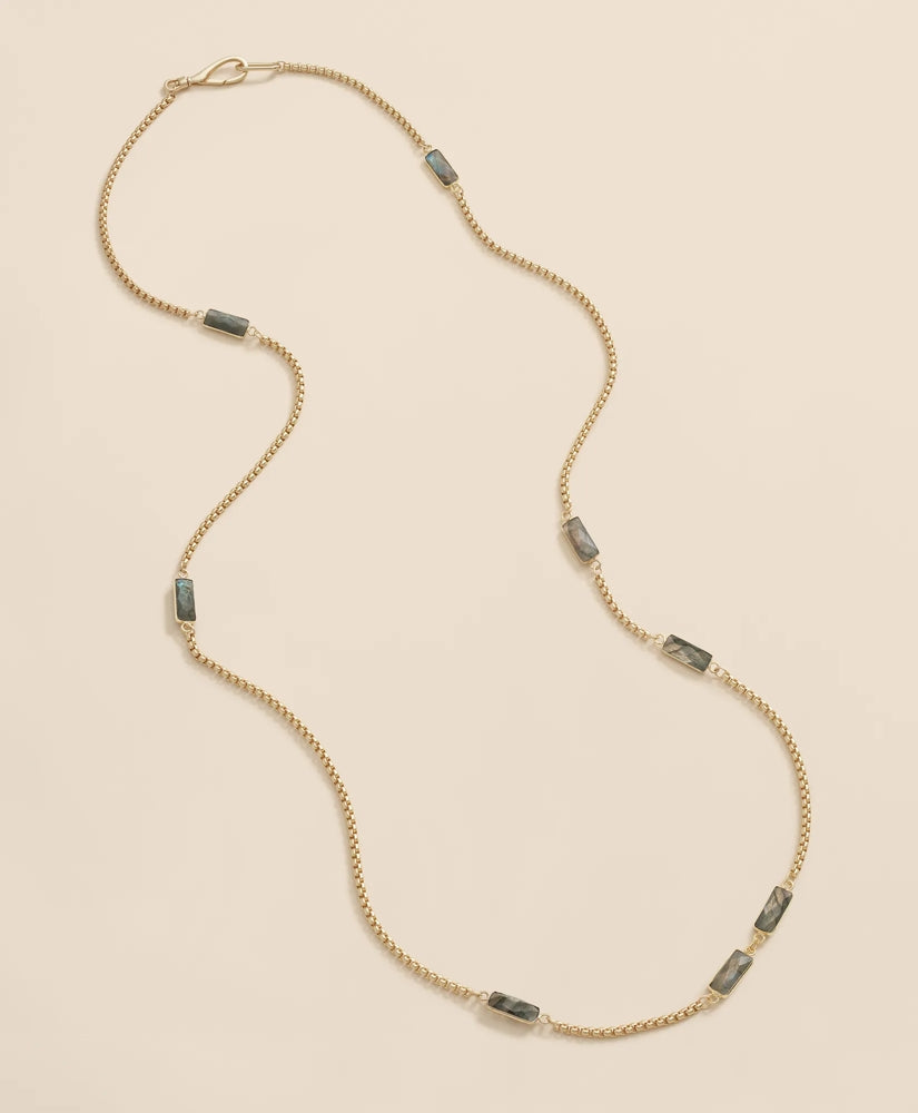 Loni Paul Labradorite Baguette Long Necklace in 14K Plated Gold