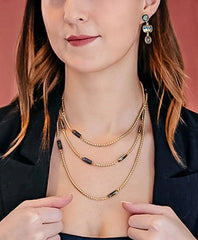 Loni Paul Labradorite Baguette Long Necklace in 14K Plated Gold