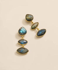 Loni Paul Labradorite Marquis Earrings in Sterling Silver & Plated Gold