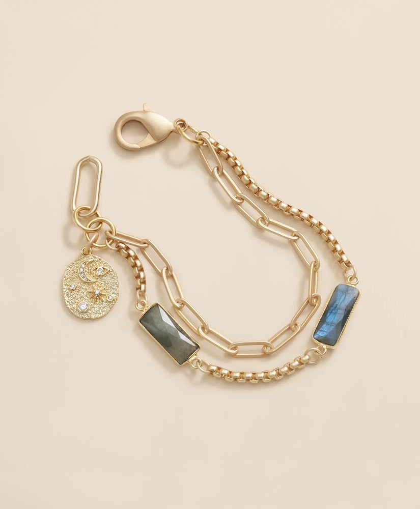 Loni Paul Two Strand Labradorite Bracelet in 14K Plated Gold