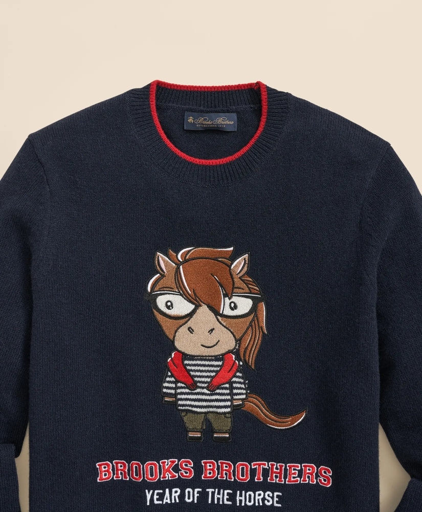 Men's Lunar New Year Merino Wool-Blend Intarsia Crewneck Sweater