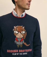 Men's Lunar New Year Merino Wool-Blend Intarsia Crewneck Sweater