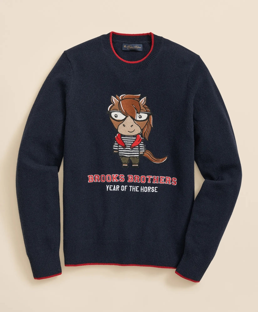 Men's Lunar New Year Merino Wool-Blend Intarsia Crewneck Sweater