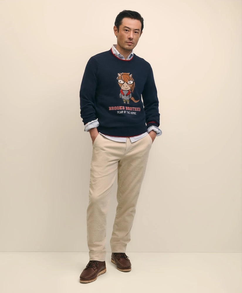 Men's Lunar New Year Merino Wool-Blend Intarsia Crewneck Sweater