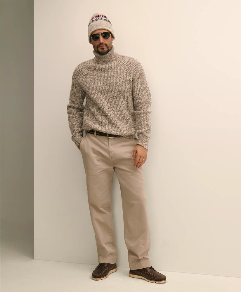 Merino-Cashmere Marled English-Rib Turtleneck