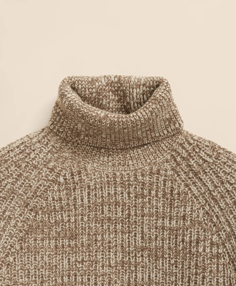 Merino-Cashmere Marled English-Rib Turtleneck