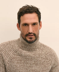 Merino-Cashmere Marled English-Rib Turtleneck