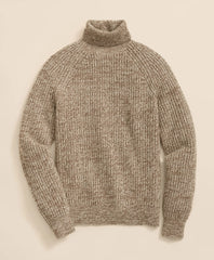 Merino-Cashmere Marled English-Rib Turtleneck