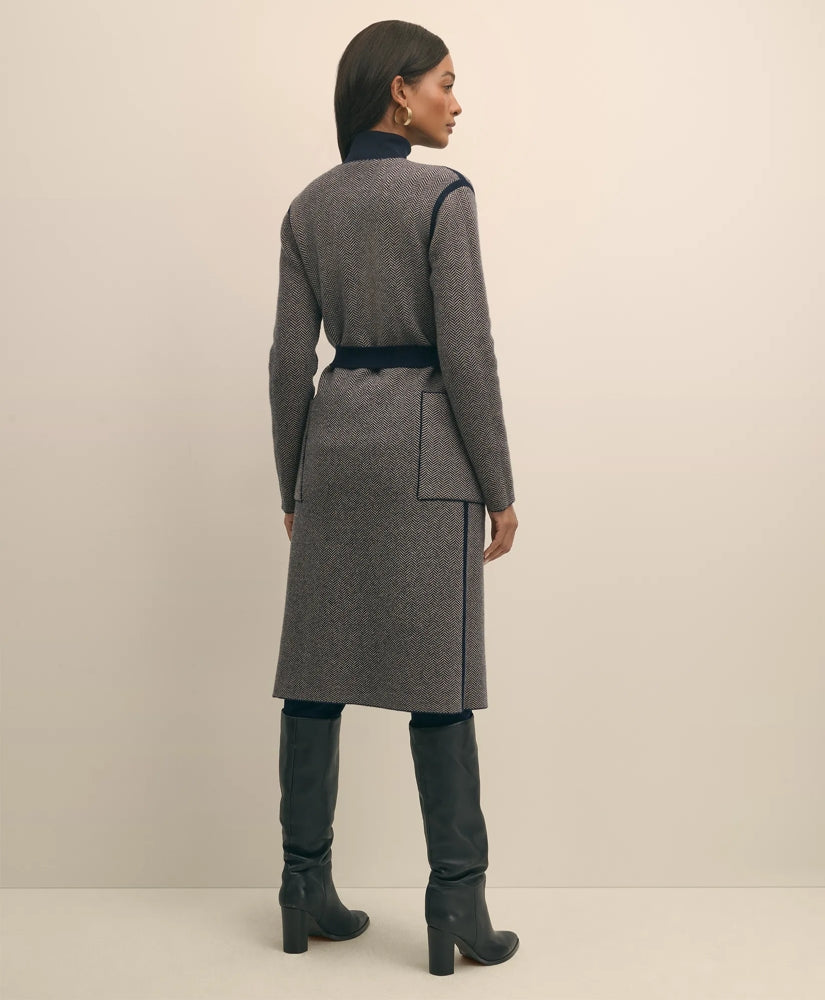 Merino Wool-Cashmere Belted Reversible Sweater Jacket