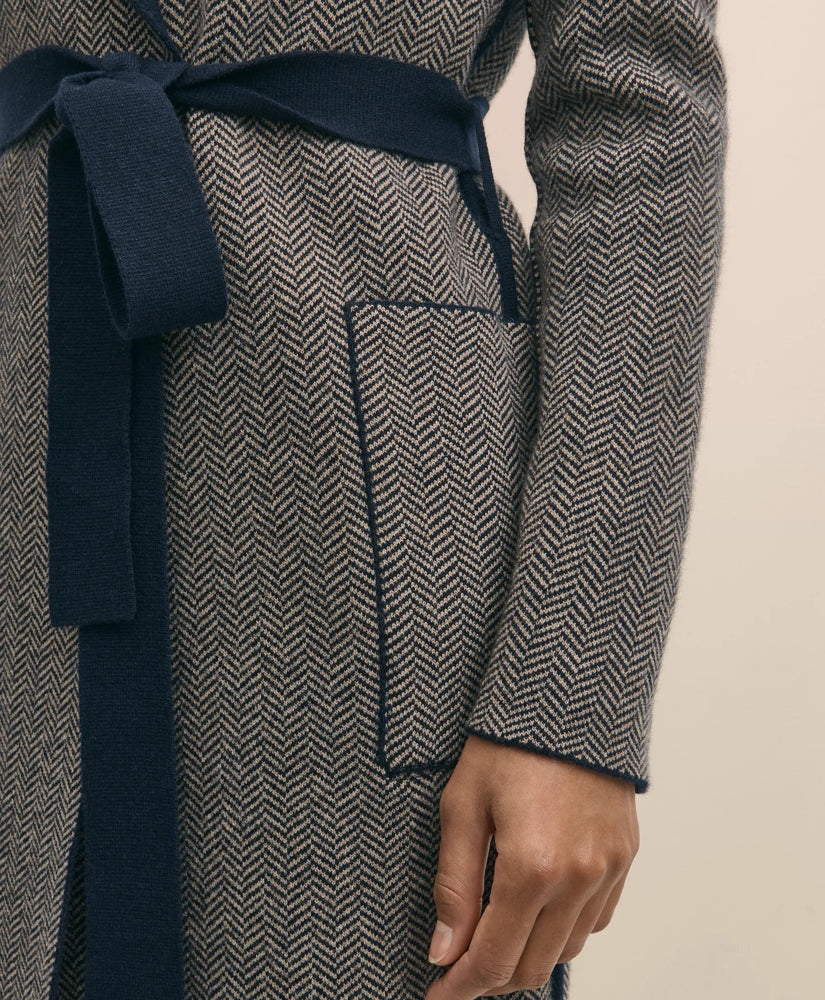 Merino Wool-Cashmere Belted Reversible Sweater Jacket