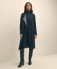 Merino Wool-Cashmere Belted Reversible Sweater Jacket