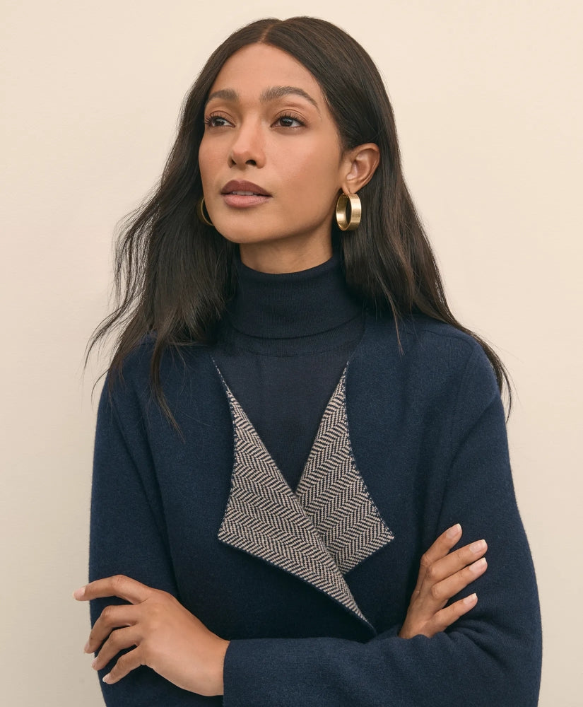 Merino Wool-Cashmere Belted Reversible Sweater Jacket