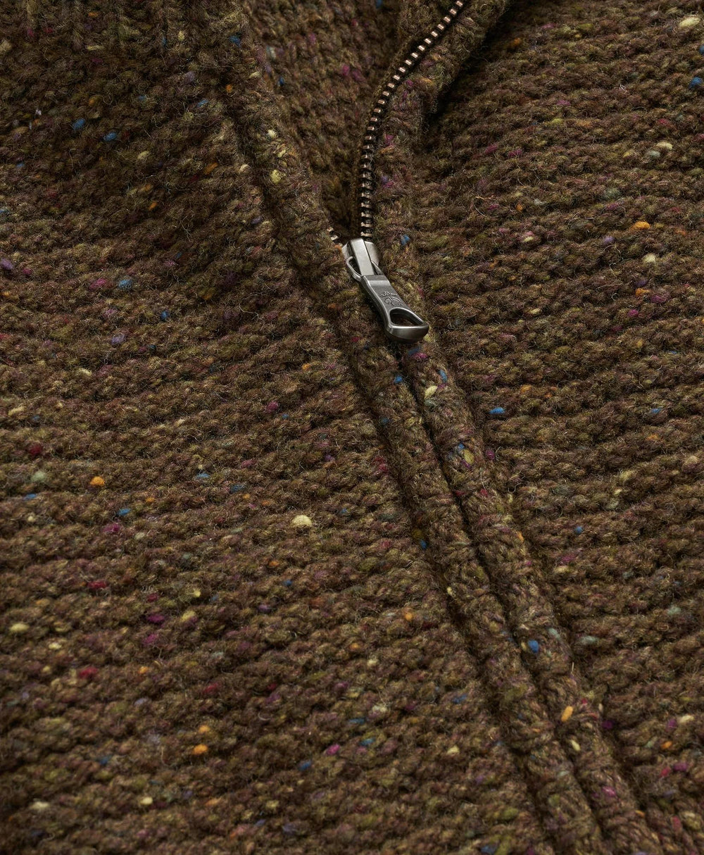 Merino Wool Donegal Zip Cardigan