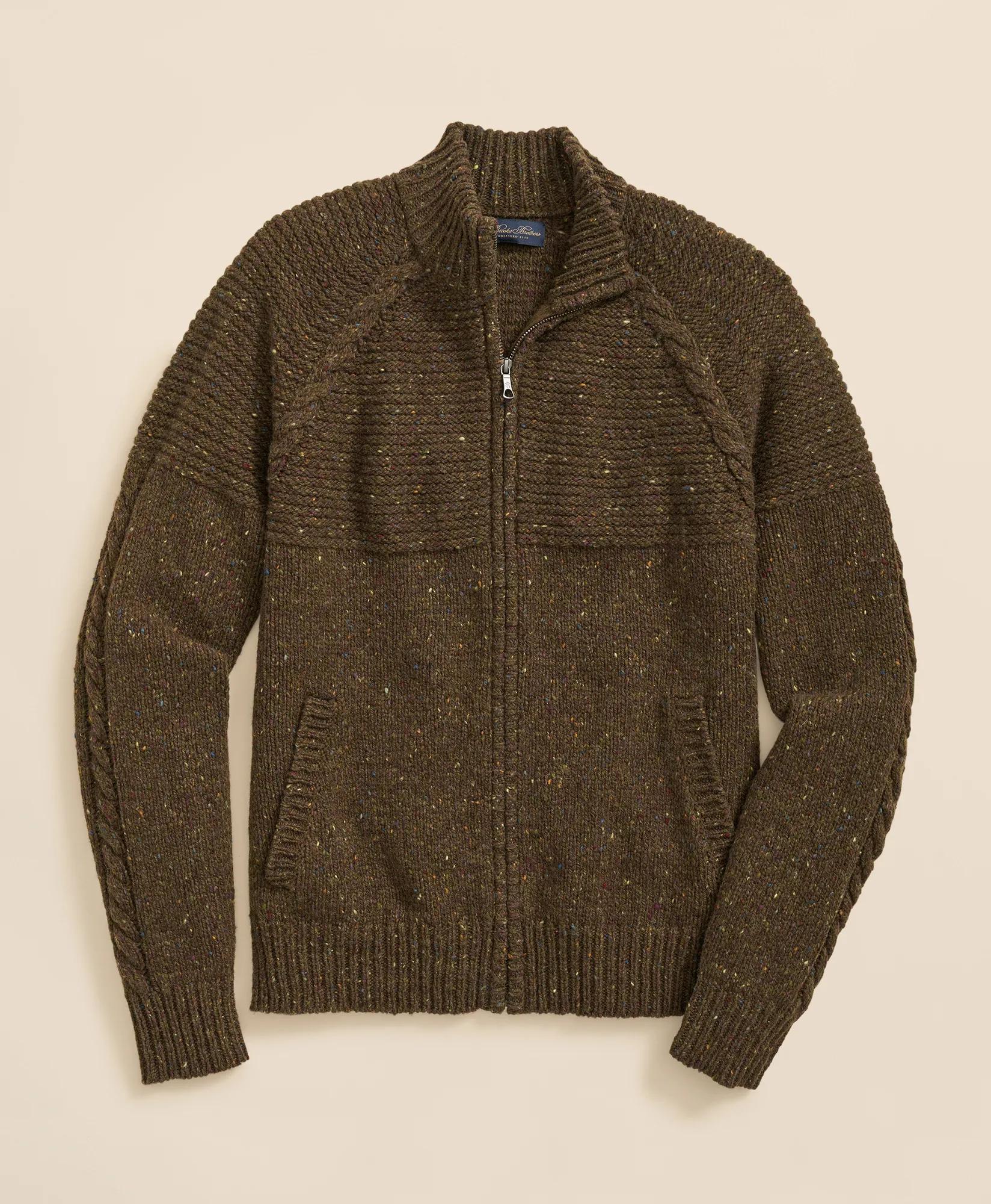 Merino Wool Donegal Zip Cardigan