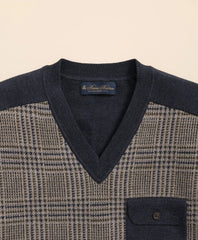 Merino Wool Glen Plaid Contrast Sweater