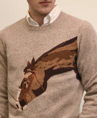Merino Wool Intarsia Horse Motif Sweater