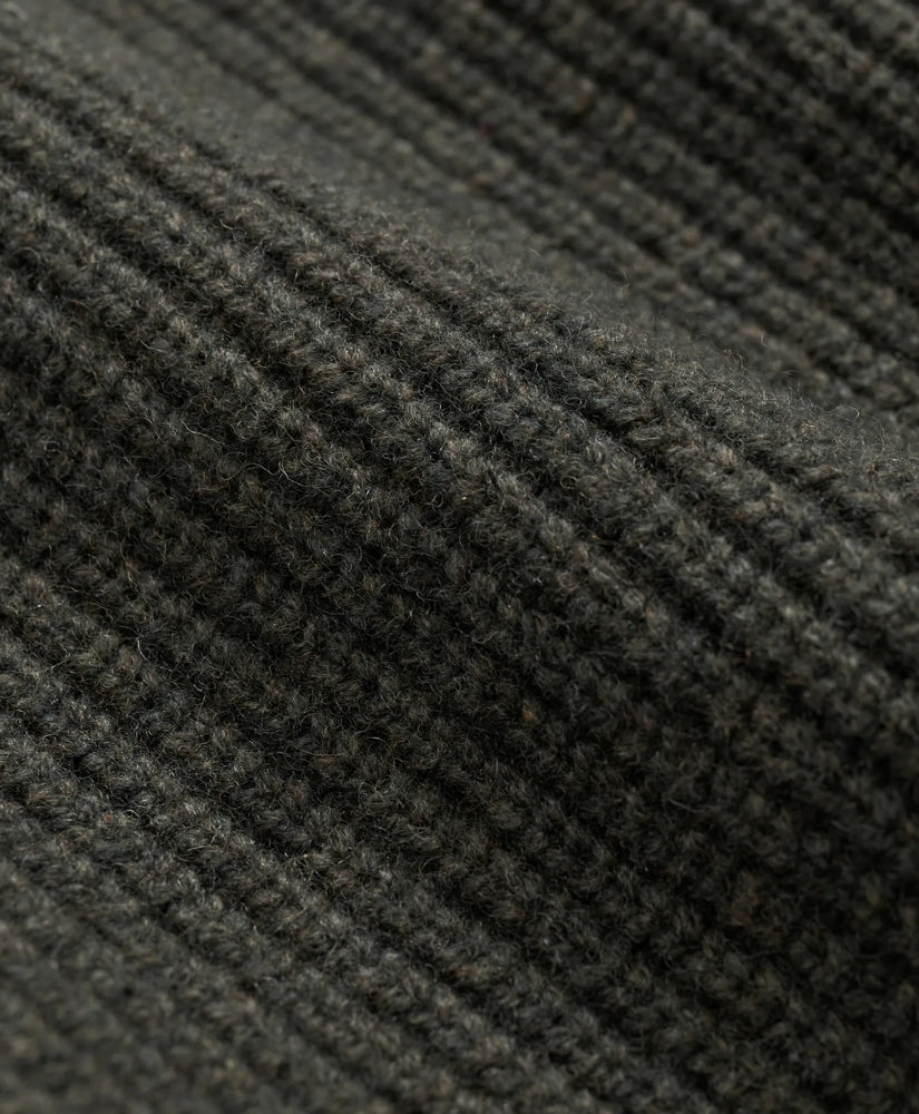 Merino Wool Military Full-Zip Sweater