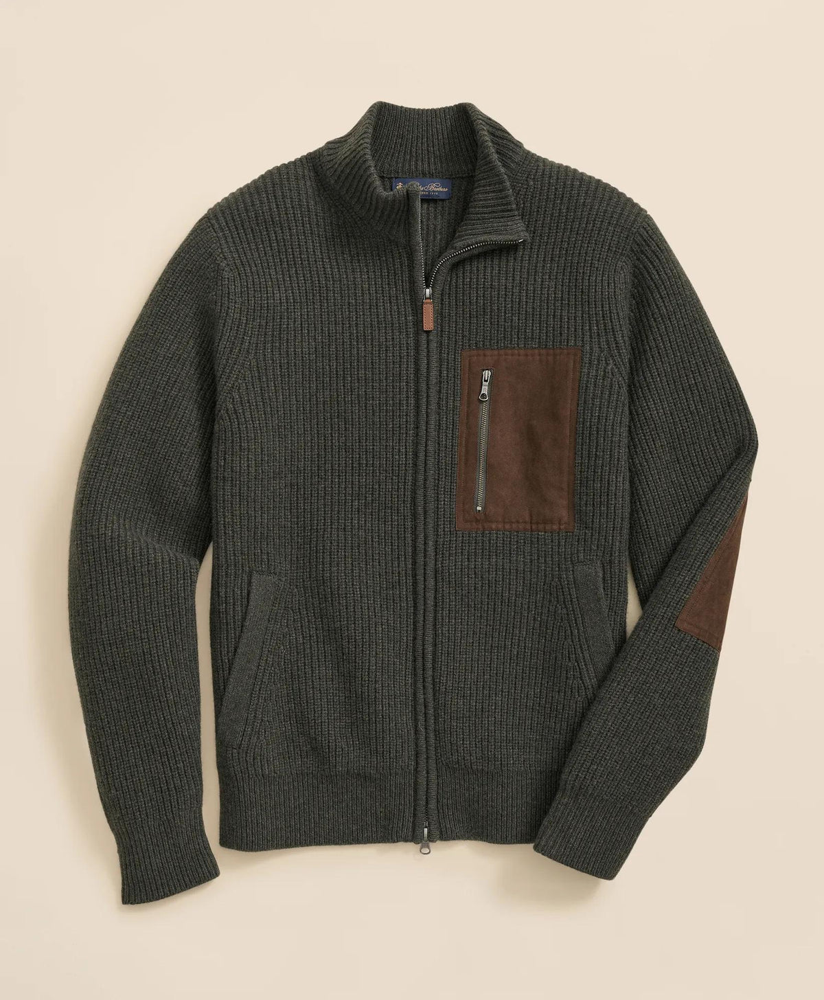 Merino Wool Military Full-Zip Sweater
