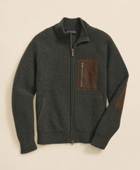 Merino Wool Military Full-Zip Sweater