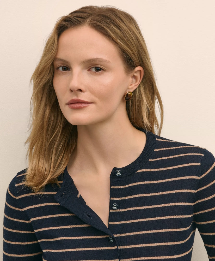 Merino Wool Striped Cardigan