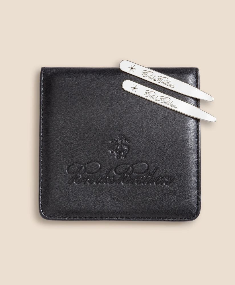 Metallic Collar Stays with Nappa Leather Case