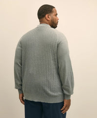 Mini-Cable Knit Polo Cardigan, Big & Tall