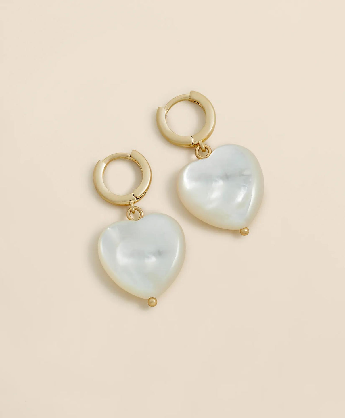 Mother-of-Pearl Gold-Toned Heart Hoop Earrings