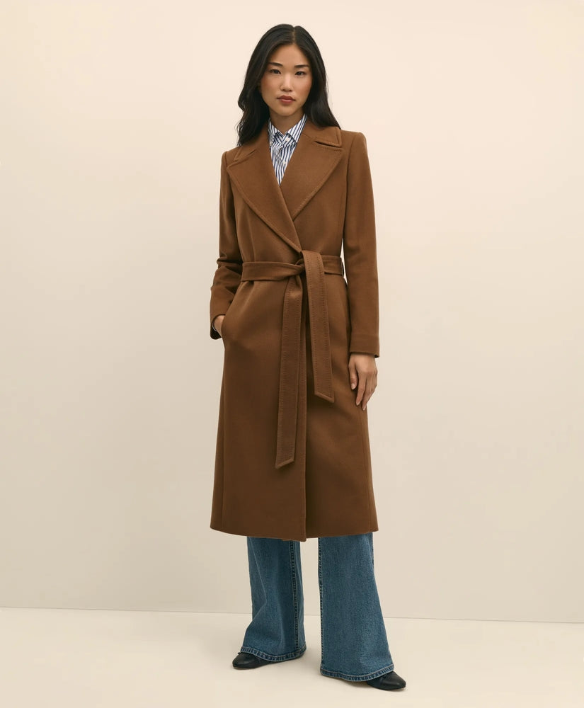 Notch Collar Coat in Water-Repellent Brushed-Twill Wool
