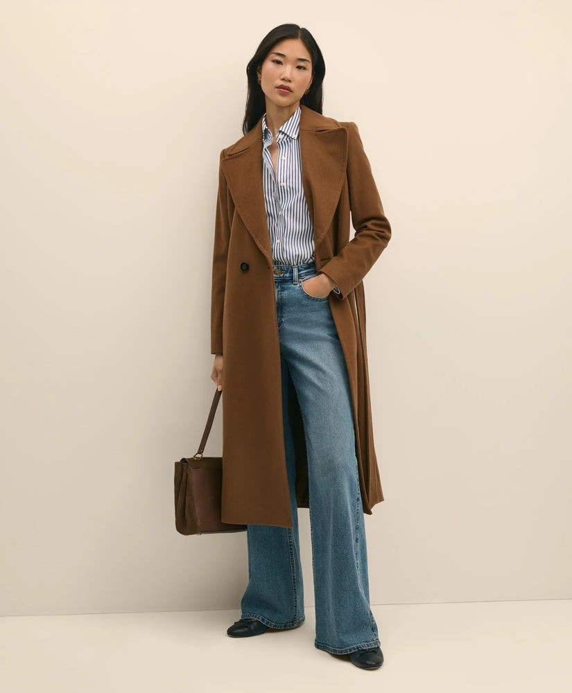 Notch Collar Coat in Water-Repellent Brushed-Twill Wool