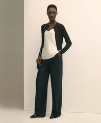 Merino Wool Blend Cropped Shimmer Cardigan